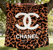Chanel Brown Leopard Print Flannel Sofa Throw Blanket IMG_6826